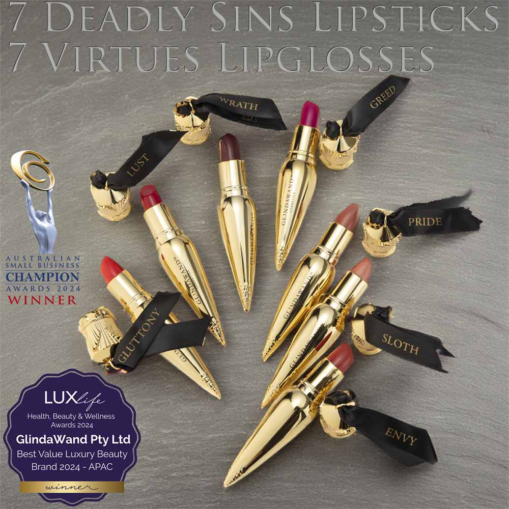 GlindaWand 7 Sins and 7 Virtues Lipstick and Lipgloss Range